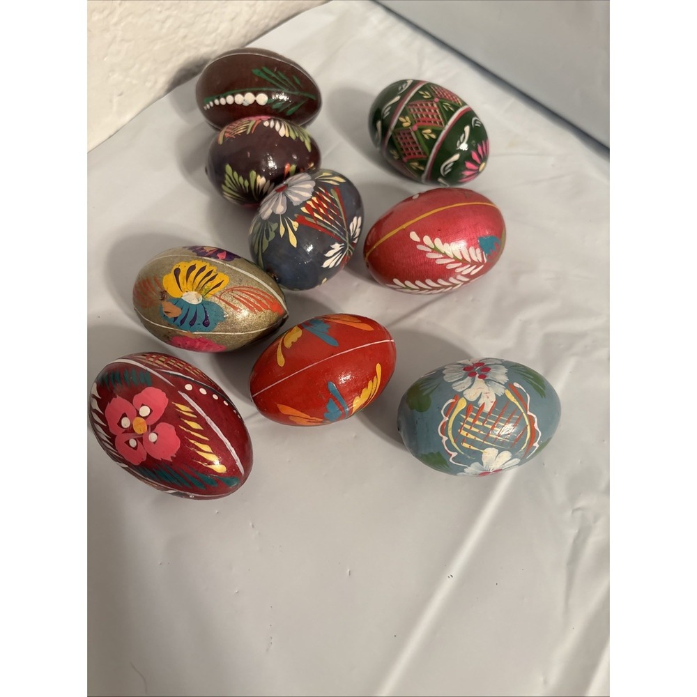 9 Wooden Hand Painted Ukrainian Pysanky Easter Eggs / Pysanka Egg from Ukraine - Picture 5 of 5